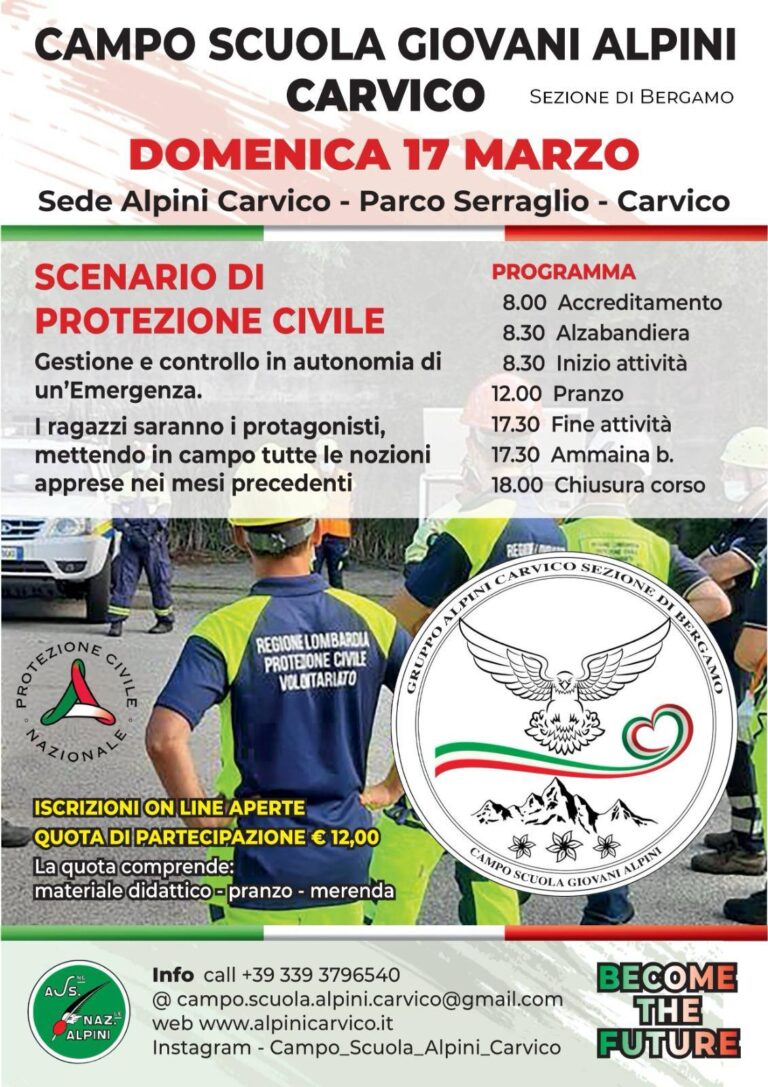 locandina 17 marzo 2024 Carvico - esercitazione Protezione Civile